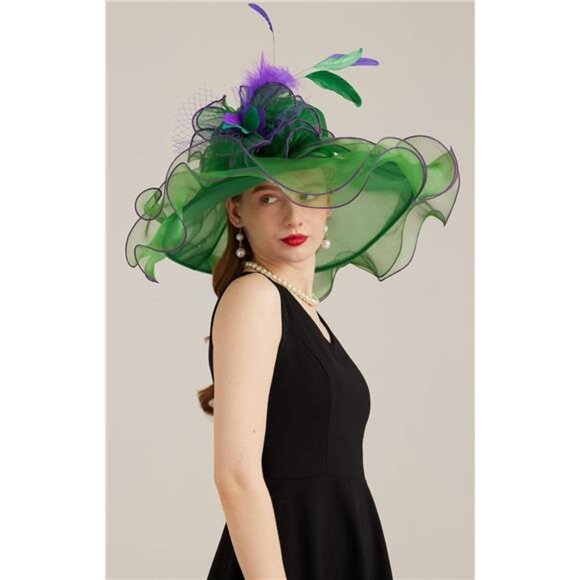 Women's Kentucky Derby Church Dress Hat 10-green,purple - Picture 6 of 7